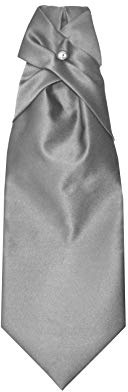 Remo Sartori - Corbata Plastron de Novio Ceremonia de seda de color liso, Made in Italy, Hombre, gris, Talla única