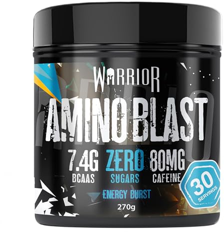 Warrior Amino Blast 270g – BCAA Powder – Branched Chain Amino Acids Supplement, Intra Workout & Recovery, Energy Drink – 30 Servings (Energy Burst)