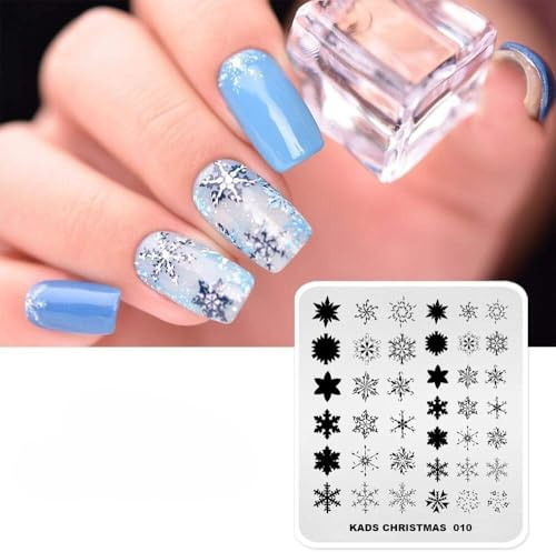 KADS Nail Art Stamp Plate Christmas Stamping Plate Stencil Image Template Colorful Snowflakes (CH010)