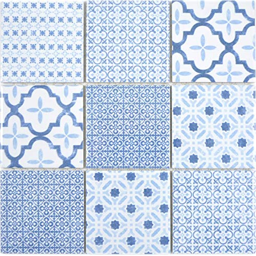 Mosaikfliese Keramik retro vintage blau weiß Küche Küchenfliese Küchenrückwand Mosaikwand Wandverkleidung Wandfliese
