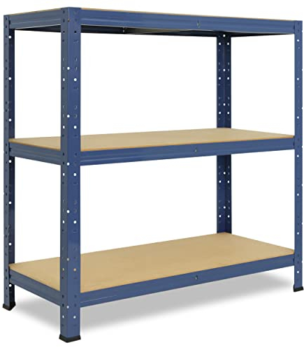 shelfplaza® 100x120x50cm HOME Schwerlastregal blau/Metallregal mit 3 Böden/Kellerregal Metall, Garagenregal, Werkstattregal oder Regal Lagerregal/Steckregal Metall mit 175kg Tragkraft