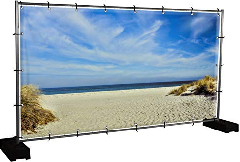 Strand Motivbanner Garten, Sichtschutz, Gartendeko, Plane, verschiedene Motive (PVC - 340 x 173 cm) (Strand (3139))