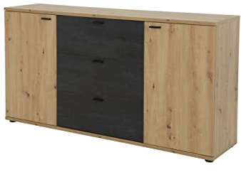 Hela Tische, Atlanta Sideboard, Kommode Holzwerkstoff Dekor Artisan, 3 Auszüge, Schubkästen, 2 Türen, 165x40x85cm