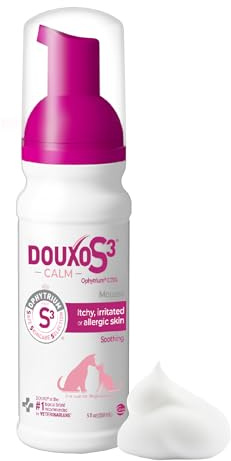 Douxo S3 Calm Mousse, Contains 0.75% Ophytrium, Soothing, For Itchy, Irritated or Allergic Skin, For Dogs and Cats, 5.1 fl. oz. (150mL)