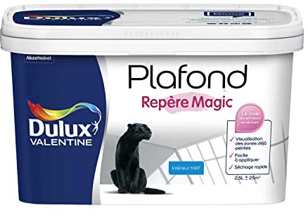 Dulux Valentine Peinture Plafond repère Magic - Application facile - Mat Blanc 2,5 L