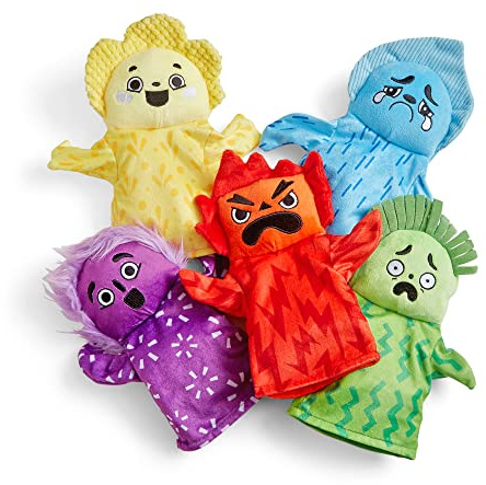 hand2mind Feelings Family Hand Puppets, Emotions Toys, Dramatic Play Therapy Toys for Counselors, Social Emotional Learning Activities, Calm Down Corner Supplies, Social Skills Activities for Kids