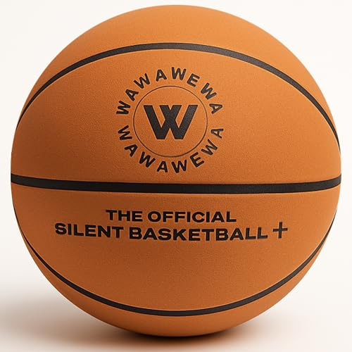 WAWAWEWA The Official Silent Basketball Size 7 (29.5) - Grooved Airless Indoor Basketball for Quiet Dribbling and Indoor Training - Real Feel PU Foam Ball