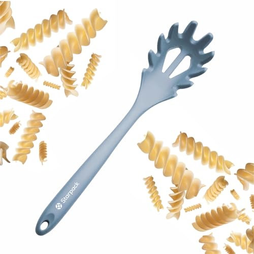 Starpack XL Premium Silicone Pasta Fork (13.5) - Spaghetti Spoons High Heat Resistant to 600°F - Silicone Pasta Spoon Strainer - Server Spoon with Teeth - Server Utensil for Pastas