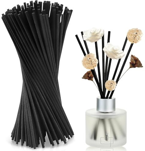 Bastoncini per Diffusori 35 cm x 3 mm 100Pezzi Nero Profumatore Ambiente Bastoncini Diffusore Nasoterapia Profumo per Camera Spa Casa e Ufficio Dispenser di Fragranza