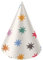 Folat 26872 Dekoration weiß mit bunten Sternen Hütchen-Starburst-6 Stück-Fröhlich und farbenfroh Party Geschirr für Kinder und Erwachsenen Geburtstag, Mehrfarbig