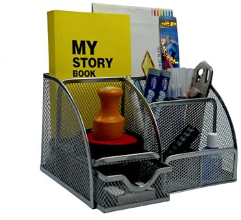 Sinxioer Schreibtisch Organizer,Bleistifthalter auf dem Schreibtisch, Stifte organizer schwarz, 7 Stifte organizer mit schubladen,Stiftehalter Metallgewebe,ZF1016 Büro organizer