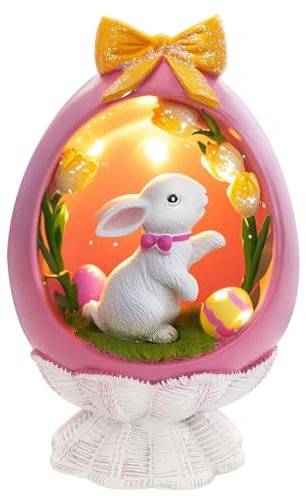 TaoQ C Rosa Decorazioni di coniglio di Pasqua Figurine di coniglio in resina di Pasqua statua del coniglio di Pasqua per Decorazione della festa domestica di primavera di Pasqua