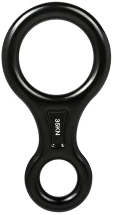 QUXVUIS Anillo de Escalada de montaña anodizado 8 Formas Supervivencia Profesional Actividad al Aire Libre montañismo Descenso Rescate Fuego, Negro