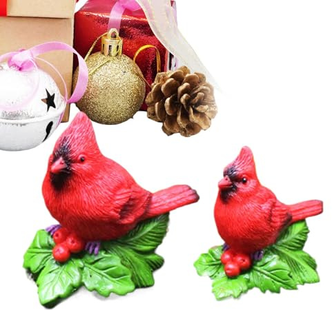 Figure di Uccello Decorazione domestica,Piccole Decorazioni natalizie Di Uccello | Statue Stagionali di Animali in Resina - per Natale Interni Esterno Giardino Festa Scrivania Sono