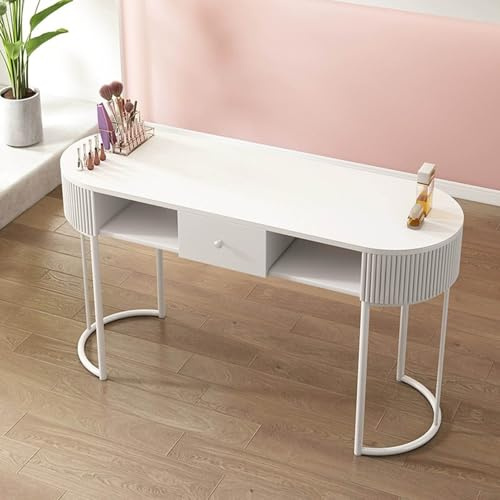 Mesa de manicura profesional con cajones y almacenamiento, elegante estación de trabajo de madera para salón, spa y arte de uñas en casa