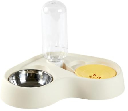 Wyhqgn Gamelle pour Chien avec Base Antidérapante et Amovible en Acier Inoxydable, Idéale pour Les Chiens de Petite et Moyenne Taille, Beige
