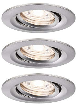 Paulmann 92973 Nova Mini Plus LED Einbauleuchte Coin 3er Set rund schwenkbar 3x4,2W EasyDim dimmbar Eisen gebürstet Aluminium Warmweiß 2700K, 126 W