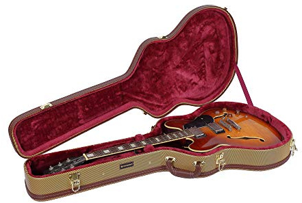 Crossrock Étui Guitare Électrique 335 Semi-Hollow | Finition Vinyle Tweed, Coque Arquée, Serrures Acier – Coque Bois Rembourrée