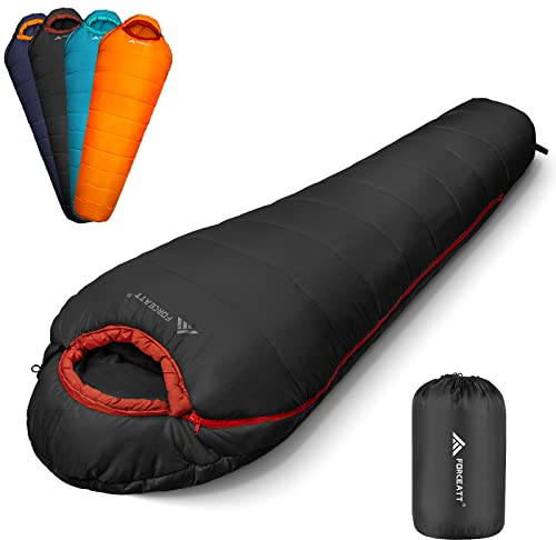 Forceatt Schlafsack, 3 bis 4 Jahreszeiten Deckenschlafsack für Camping, Reisen und Outdoor-Aktivitäten, Erwachsene und Jugendliche in 0 ℃ bis 20 ℃, Wasserdichter-Leicht-Warm-Atmungsaktiv.