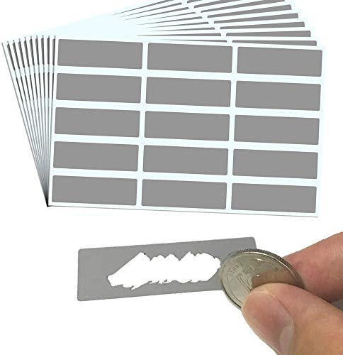 1200 piezas, 48 x 15 mm, Tarjeta Rasca Etiqueta Pegatina, Scratch Sticker - Rectángulo Gris