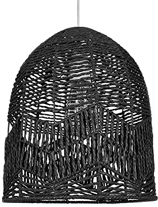 MiniSun | Rustic Black Woven Rope Bird Cage Ceiling Light Shade | Pendant Lights, Home Décor & Improvement Essential | 280mm Shade Width