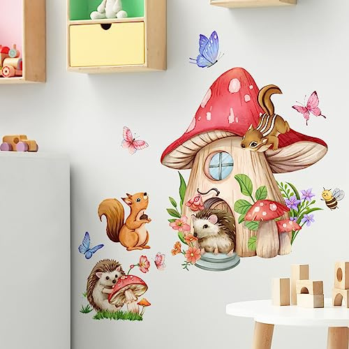 HGDESIGN® Väggtatuering lysande väggdekal lysande dekal fe älva svamp väggdekal väggbild barnrum babyrum sovrum barn baby flicka väggdekoration (C)