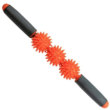 Tiger Tail Pressure Point Muscle Roller Massage Stick, The Spiky Roller, 17 Roller with Three 2.25 Independently Rolling Spiked Balls (Acupressure Roller)