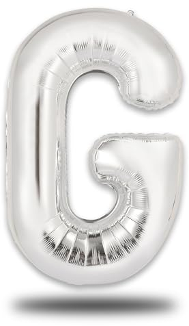 FUNXGO Globo de Foil XXL Letra G Plata - Relleno con Helio o Aire - Ideal para Cumpleaños, Boda, Aniversario & Fiesta - Globo Letra G Plata