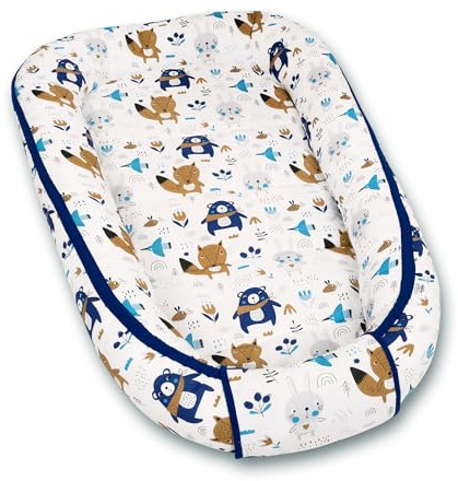 PaLulli 120 x 60 cm nid de bébé XXL cocon de bébé à 2 faces, 100% coton, coussin pour lit de bébé, lit de voyage pour bébé