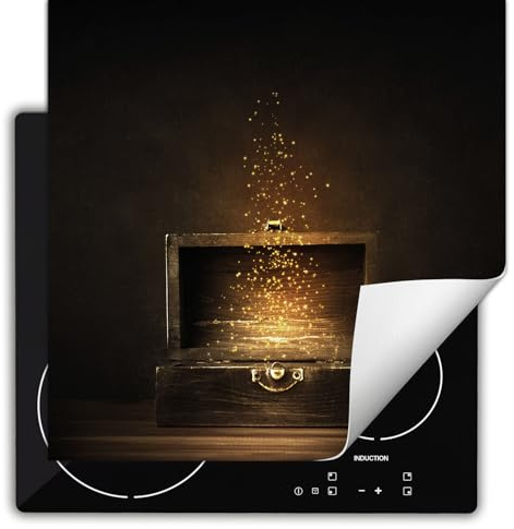 TMK ArtDeko Cubre Vitrocerámica de Induccion 60 x 52 cm - Tapa Protectora - Placa protectora vitroceramica induccion Vinilo, Maleta marrón