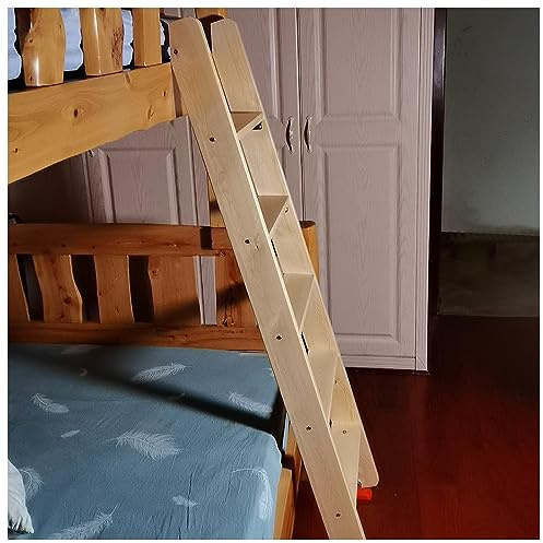 Holzleiter für Doppelstockbetten mit 10 cm Breiten Sprossen, Hakenhalterungen und rutschfesten Fußpolstern, nur Ersatzleiter für Hochbett, Leiter für Hochbett im Wohnmobil, Buchhandlung für