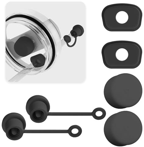 Nearockle 6 pcs Bouchon Anti-DÉVersement En Silicone, Couvercle De Paille AdaptÉ Pour Stanley Tumbler 1.0 Et 2.0 Version 30oz|40oz, Accessoires Pour Tasse Stanley (Noir)