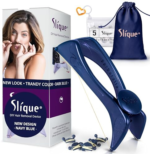 Original Slique Hair Removal Threading Epilator – Facial Hair Remover for Women – Includes 5 Replacement Threads – Easy to Use for Eyebrows, Upper Lip, Cheeks & More – Compact & Travel-Friendly