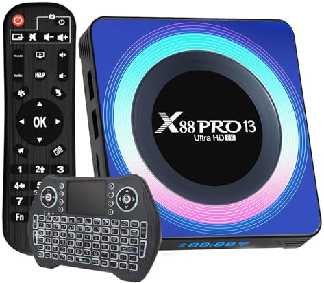 Android TV Box,2025 Smart TV Box Android 13.0 with 4GB RAM 32GB ROM Quad-Core 64bit CPU Support 4K 8K HD 3D Video WiFi6 5GHz/2.4GHz Dual WiFi Android Boxes with Mini Wireless Keyboard