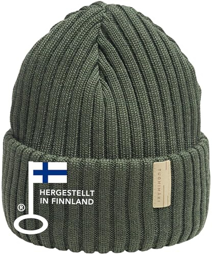TUOHIMÄKI Merino-Mütze Herren Damen Waldgrün – Wollmütze 100% Extra Fine Merinowolle, Grün Mulesing-frei – Wintermütze warm atmungsaktiv Green Outdoor Beanie – Made in Finland