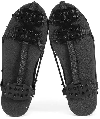 grampones 1 Pair M L 24 Teeth Anti-Slip Ice Grips Gripper Shoes Boot Hiking Climbing Shoe Spikes Chain Crampons Cover para Senderismo Invernal(34-40)