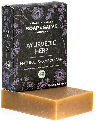 Chagrin Valley Soap & Salve Ayurvedic Organic Shampoo & Body Wash Soap Bar - Nurtures Dandruff & Dull Hair - Sulfate Free Shampoo - Sustainable, Vegan & Handmade – 5.6 oz Women & Mens Soap Bar