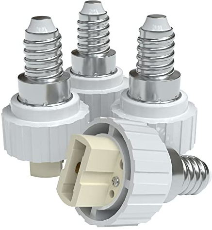 EAZY CASE 4X Lampensockel Adapter - Konverter für E14 Fassung auf G9 Lampenadapter für LED-/Halogen- und Energiesparlampen Sockeladapter, Weiß