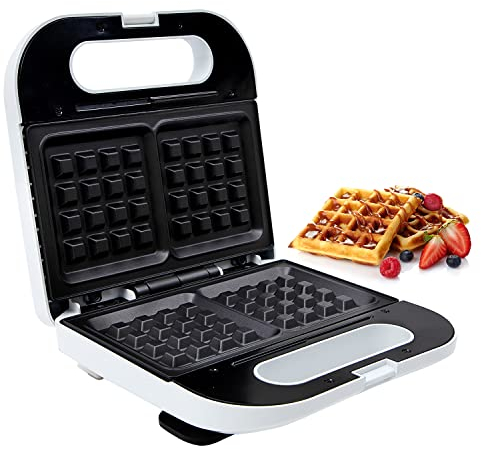GEEPAS 2 Slice Waffle Maker | Non-Stick Mini Waffle Iron Machine for Belgian & American Waffles | Cool Touch Handle Ready Light Easy Clean | Quick Breakfast & Snacks in 10 Mins | 2 Yr Warranty 750W