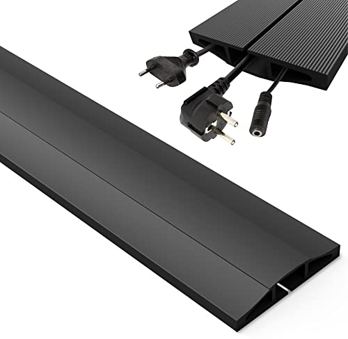 XPERTOOLS Outdoor Cable Protector 1.8M Long Black - Made PVC - Bendable Floor Cable Covers prevent Trip are Easy to Cut and Quick to Install - Perfect for Multiple Environments