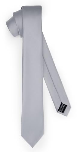 Ladeheid Klassische Herren Krawatte, matt, Perfekt für Büro & Festlichkeiten, Vielfältige Farben - Ideal für Geschäftsmeetings, Hochzeiten TMM-6 (150cm x 6cm, Silber)