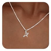 TITUTHIA Initial Necklaces for Women Trendy, Dainty Silver Letter Necklace Cute Pendant Choker Name Necklace Personalized Costume Monogram Simple Silver Jewelry Necklace for Women Gifts