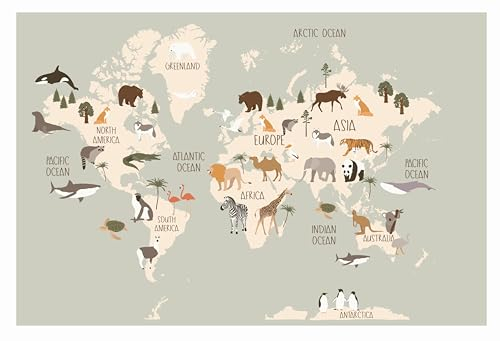 Vliestapete Weltkarte Kinderzimmer Tiere Tapete Fototapete Für Kinder Ihre Tapete nach Maß