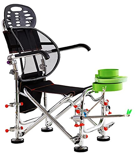 HYSTYTO Portable Leisure Chair Carp Fishing Arm Chair Camping Chair Adjustable Height Adjustable Fishing Arm Chair for Outdoor, Fishing, Picnic, Black