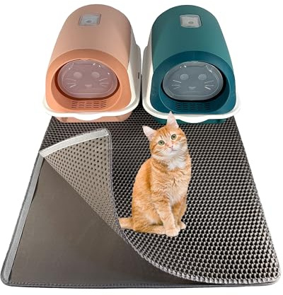 LINUMA® Alfombrilla Gris 90x76 cm para arenero de gatos – atrapa la arena – impermeable y antideslizante – suave y fácil de limpiar – ideal frente al arenero – tamaño grande