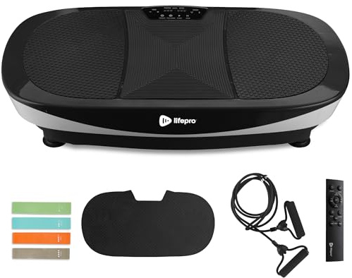 LifePro Vibration Plate Exercise Machine for Weight Loss | Rumblex Max 4D | Exercise Equipment For Home Use for Lymphatic Drainage | Home Workout Fitness Equipment with Exercise Band (Black)