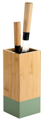 KESPER | ceppo per coltelli, materiale: bambù, plastica, dimensioni: 10 x 10 cm, H: 23 cm, colore: marrone, verde | 58031