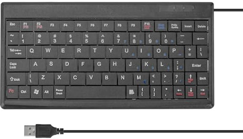Aurevita USB Mini Keyboard, Wired Ultra Slim Small Keyboard Gaming, USB Interface for Android TV Box,Windows PC,Raspberry Pi, Layout Compact-Black