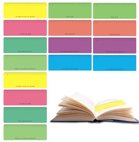 Benaewa 16 Pcs Reading Ruler Overlays for Dyslexia, Coloured Dyslexia Aids for Visual Stress, Reading Guided Strips with Encouragement Words