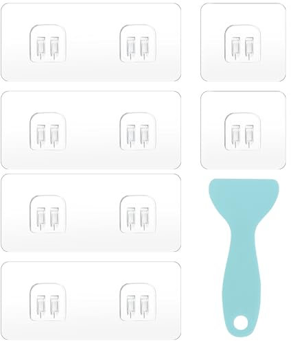 WOLMIK Repuesto adhesivo para organizador de ducha, 6 ganchos adhesivos de esquina con raspador, ganchos adhesivos transparentes para baño, cocina, estante de esquina, gancho doble e individual